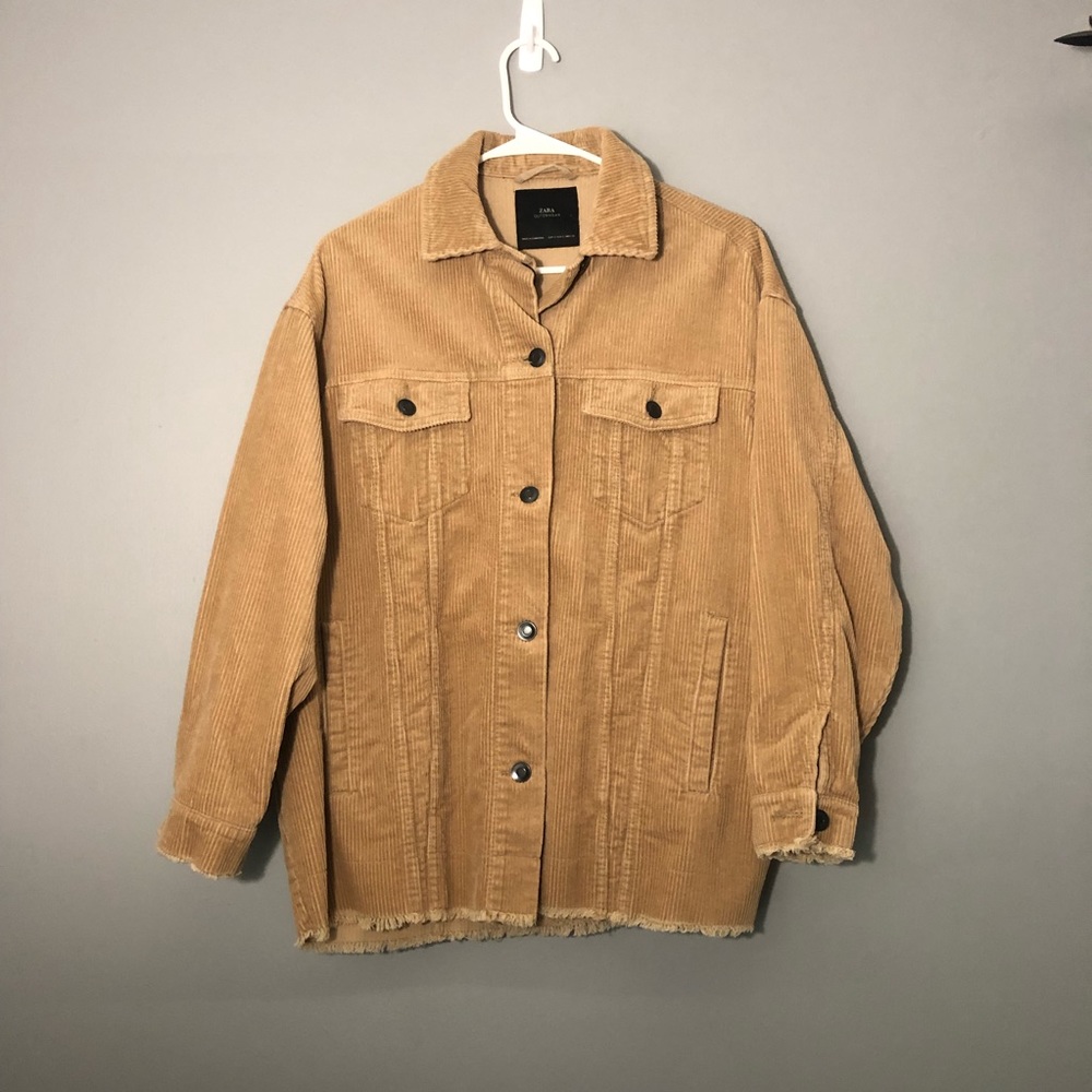 ZARA BEIGE OVER SIZED CORDUROY JACKET SIZE S